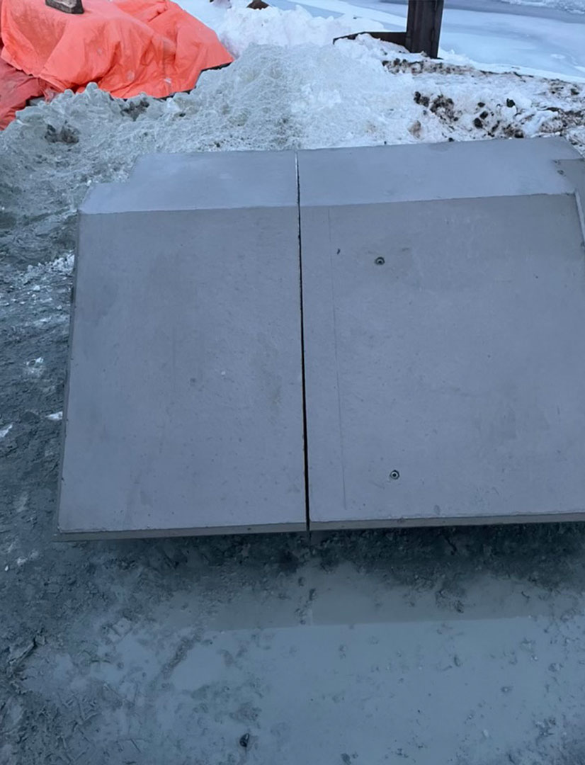 slab of concrete that's been cut through using a wall saw